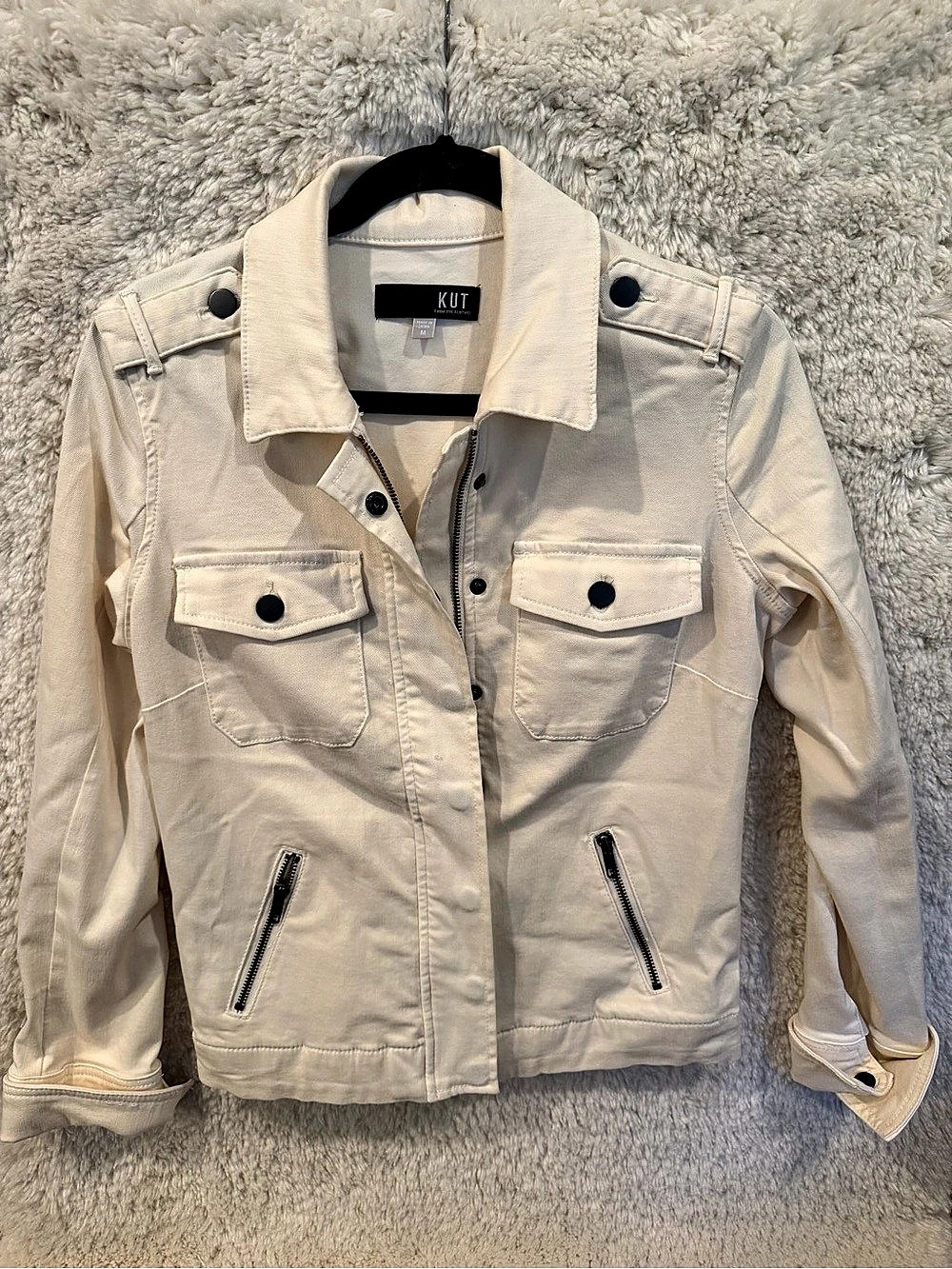 Kut from the Kloth Utility Jacket in Cream Size Medium Like New